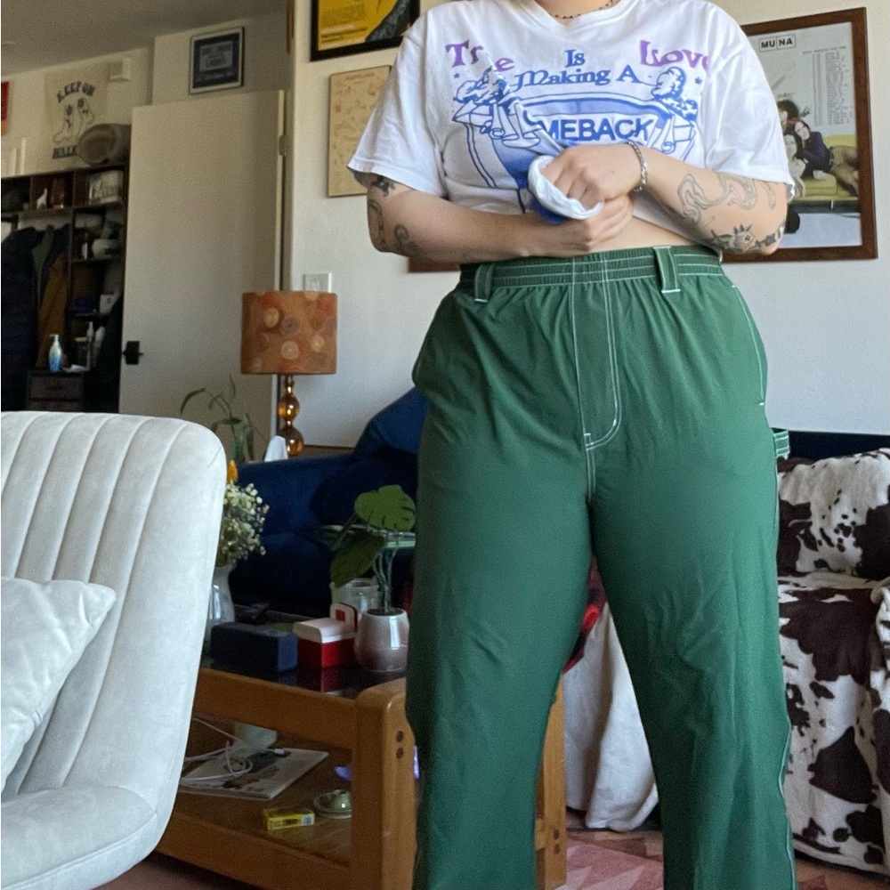 Green Stretch Cargo Pants